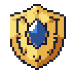 Pixel art sub badge, gold shield with gem